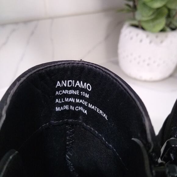 [D112] Andiamo Black Silver Side Buckle Ankle High Heel Boots, Size 10 - Picture 6 of 7